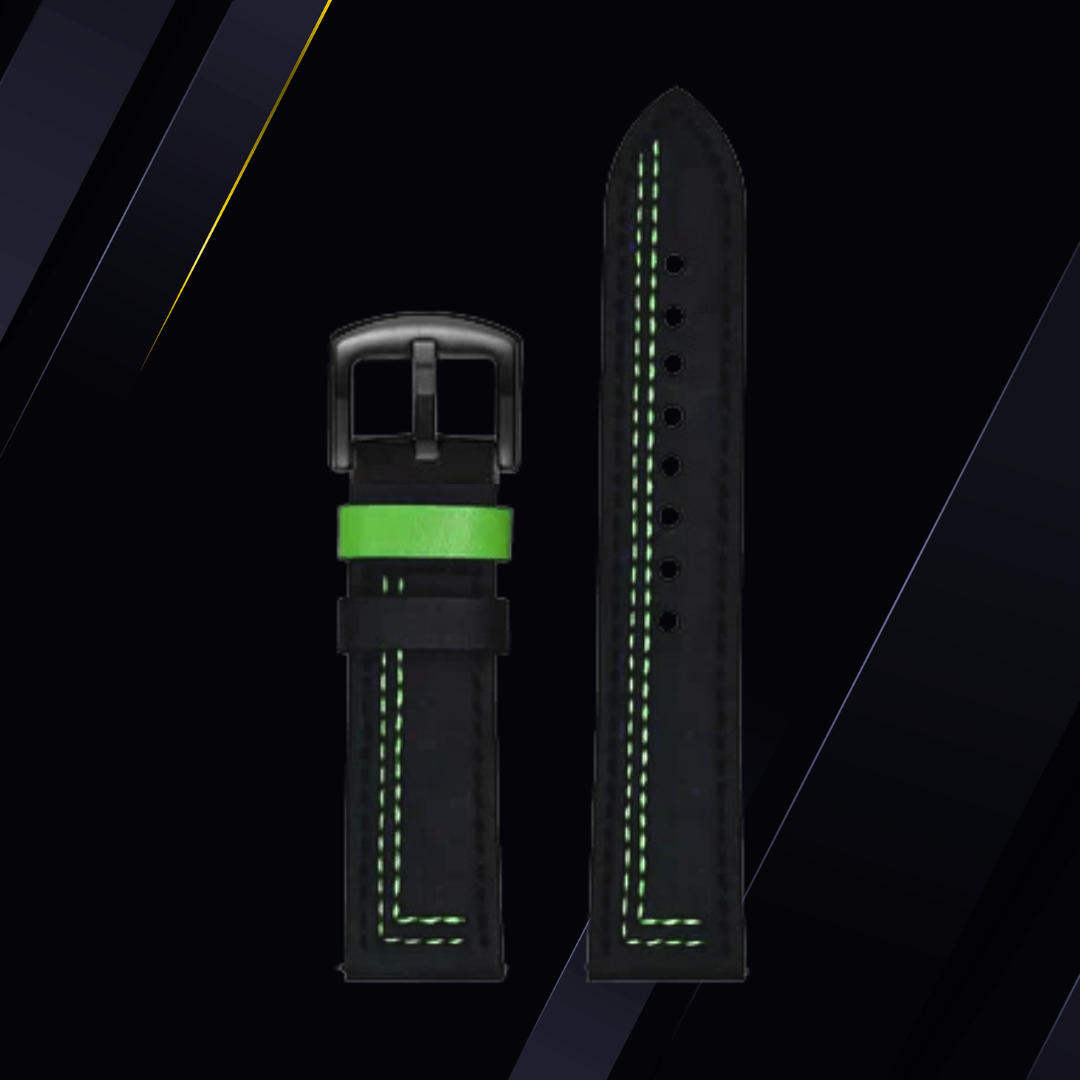 Black & Green Leather Strap
